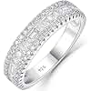 Newshe Jewellery Moissanite Rings for Women 925 Sterling Silver Wedding Bands Pave Emerald Eternity Band Ring Size 7