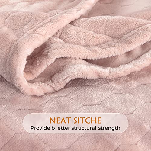 Toonow Fleece Blanket Super Soft Cozy Throw Blanket 50" X 60", Lightweight Fuzzy Comfy Textured Flannel Blanket Winter Warm Plush Throw Blankets For Couch, Sofa, Bed, Light Pink #TOP4