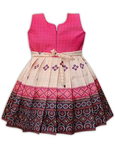 Image of South Indian Traditional Pattu Pavadai Jacquard Silk Frock Dress For Baby Girls