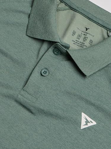 Image of TECHNOSPORT Men's 100% Polyester Slim Fit Self-Design Half Sleeve Polo T-Shirt with Double Cool, SPF50+ Properties for Gym, Workout 7 Regular Use