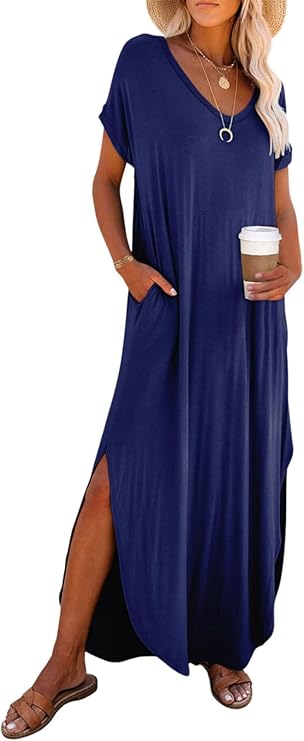 The Dokotoo Women's Summer Dress is a versatile and stylish option for warm weather wear. This long dress features a loose and flowy fit, making it comfortable and easy to wear for a variety of occasions. The casual design and maxi length make it perfect for relaxing on the beach, running errands, or dressing up for a resort vacation.
