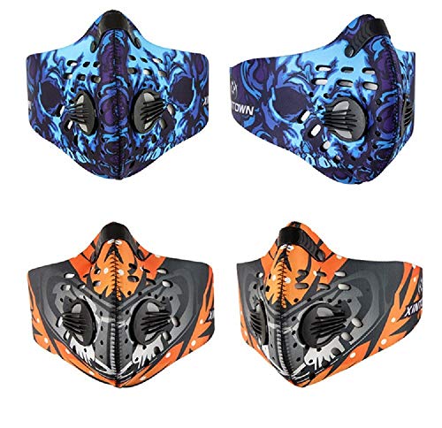 Dukars Sports Mask, Dustproof Mask Activated Carbon Filtration Exhaust Gas Anti Pollen Allergy PM2.5 Workout Running Motorcycle Cycling Mask (Blue - #N95)