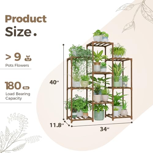 image for Bamworld Plant Stand Indoor Plants Shelf Outdoor Wood Plant Rack for 4