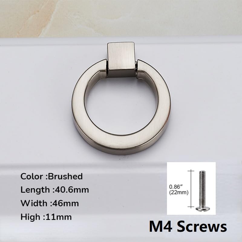 MiJunHD Cabinet Pull,Cabinet Knobs Single Hole Ring Door Handles Furniture Cupboard Dresser Wardrobe Handles Drawer Handles Hardware with Screws (Brushed-1 Piece) - Image 2