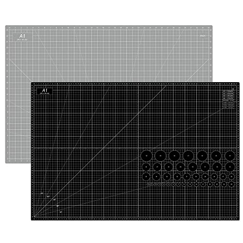 Headley Tools Eingedickt A1 Schneidematte - 90 x 60cm Selbstheilende Nähmatte doppelseitig 5-lagig für Näharbeiten Handwerk Hobby Stoff Scrapbooking-Projekt (Schwarz/Grau)
