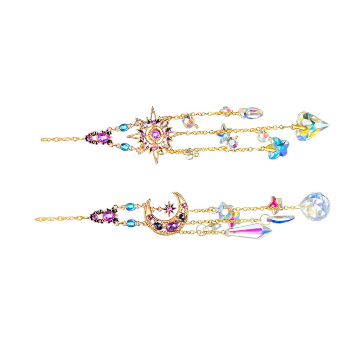 Cabilock 4 Set Di Ornamenti Di Cristallo Per Acchiappasole Decorazioni Per La Casa Pendenti in Cristallo Unico 2 Pezzi * 4