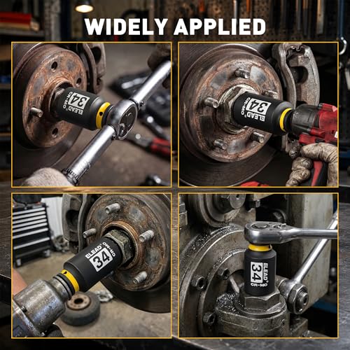 Image of ELEAD 34 mm Socket 1 /2 inch Drive Deep Impact Socket, Metric 6 Point 1 /2-inch Drive Impact Axle Nut Sockets, CR-MO Nut Socket Set, Tools for Easy Removal of Axle Shaft Nuts