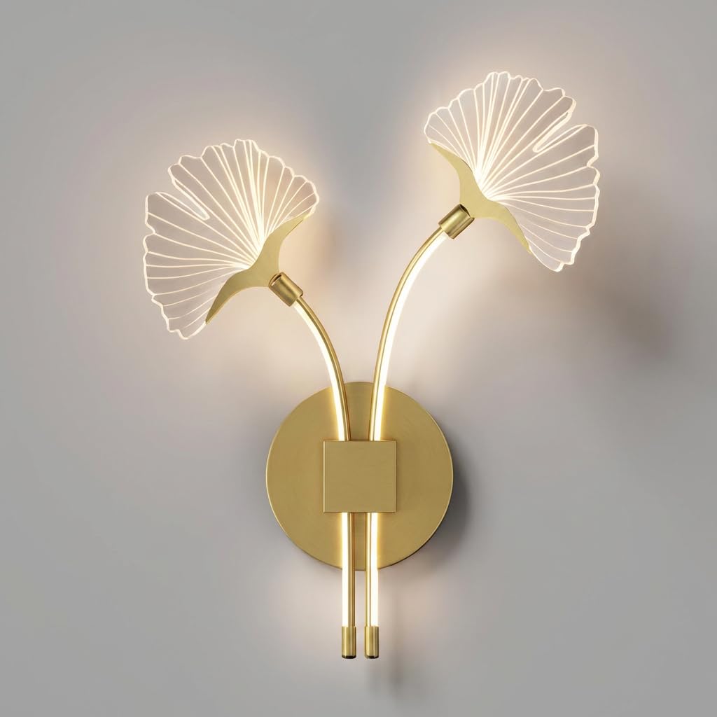 Ginkgo Leaf LED Wall Light 3-Color CCT (Warm + Natural + Cold White) Metal & Acrylic Wall Lamp for Bedroom Living Room Home Decor-image-28