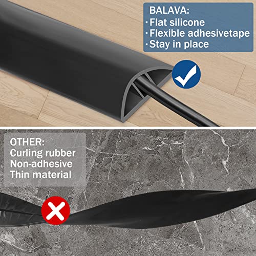 Cord Cover Floor,Floor Cord Cover 6Ft,Self-Adhesive Floor Cable Cover,Ideal Floor Wire Cover For Home, Office Or Other Outdoor Surroundings,Prevent Cable Trips & Protect Wires-Black #TOP2