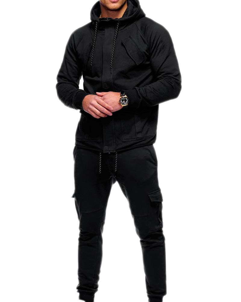 Męski 2-częściowy zestaw dresowy na zewnątrz, na co dzień, na siłownię, bluza z kapturem, spodnie dresowe, topy do joggingu, zestaw dresów, dres do joggingu, strój sportowy, bluza z długim rękawem, bluza i spodnie, odzież sportowa na co dzień