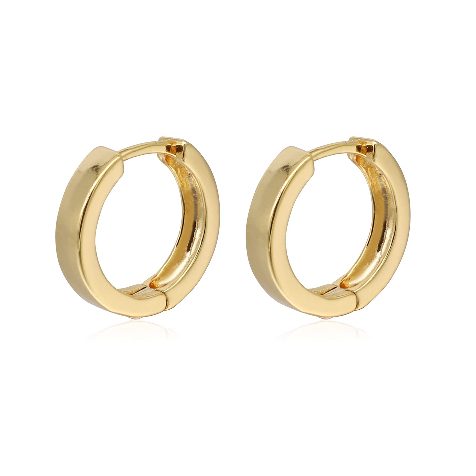 18K Gold Plated Rounded Hoops Earrings for Men, Women and Girls, 18mm