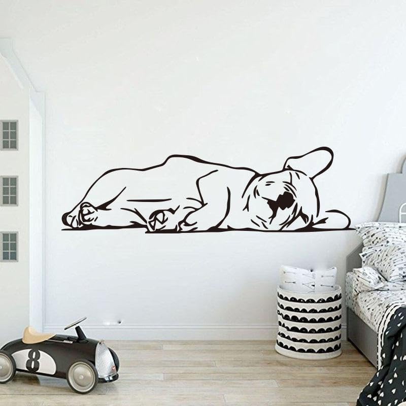 Adesivo da parete con bulldog francese che dorme, animale domestico, per divano, camera da letto, bulldog francese, cucciolo, decalcomania da parete per camera dei bambini, decorazione per la casa, 85