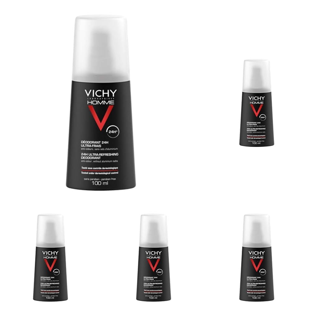 Vichy Homme Deodorant Zerstäuber Ultra-Frisch 24H, Deospray für Männer, 24 h wirksam, Geruchshemmend, Mit Thermalwasser aus Vichy und Zink-Ricinoleat, Für alle Hauttypen, 100 ml