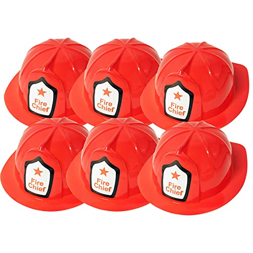 BEMIRO Kinder Feuerwehrhelm aus PVC - 6er Set, Roter Feuerwehrhelm für...