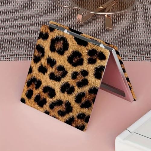 Espejo para maquillaje portátil doble cara estampado leopardo miniatura 4