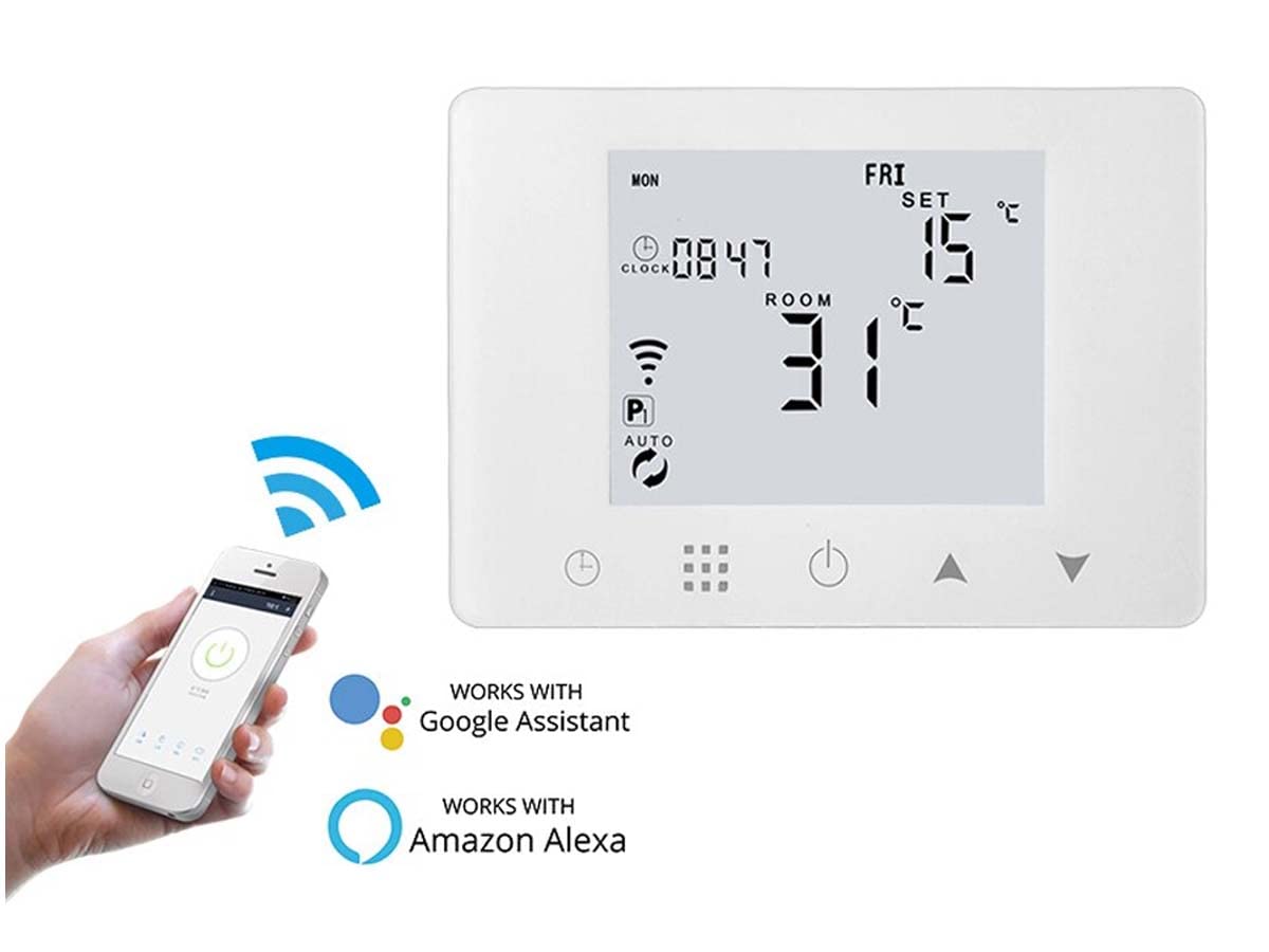 LEDLUX LL0253, Cronotermostato Intelligente Digitale Programmabile Wi-Fi Per Caldaia a Gas/Acqua, Funziona Con Alexa e Google