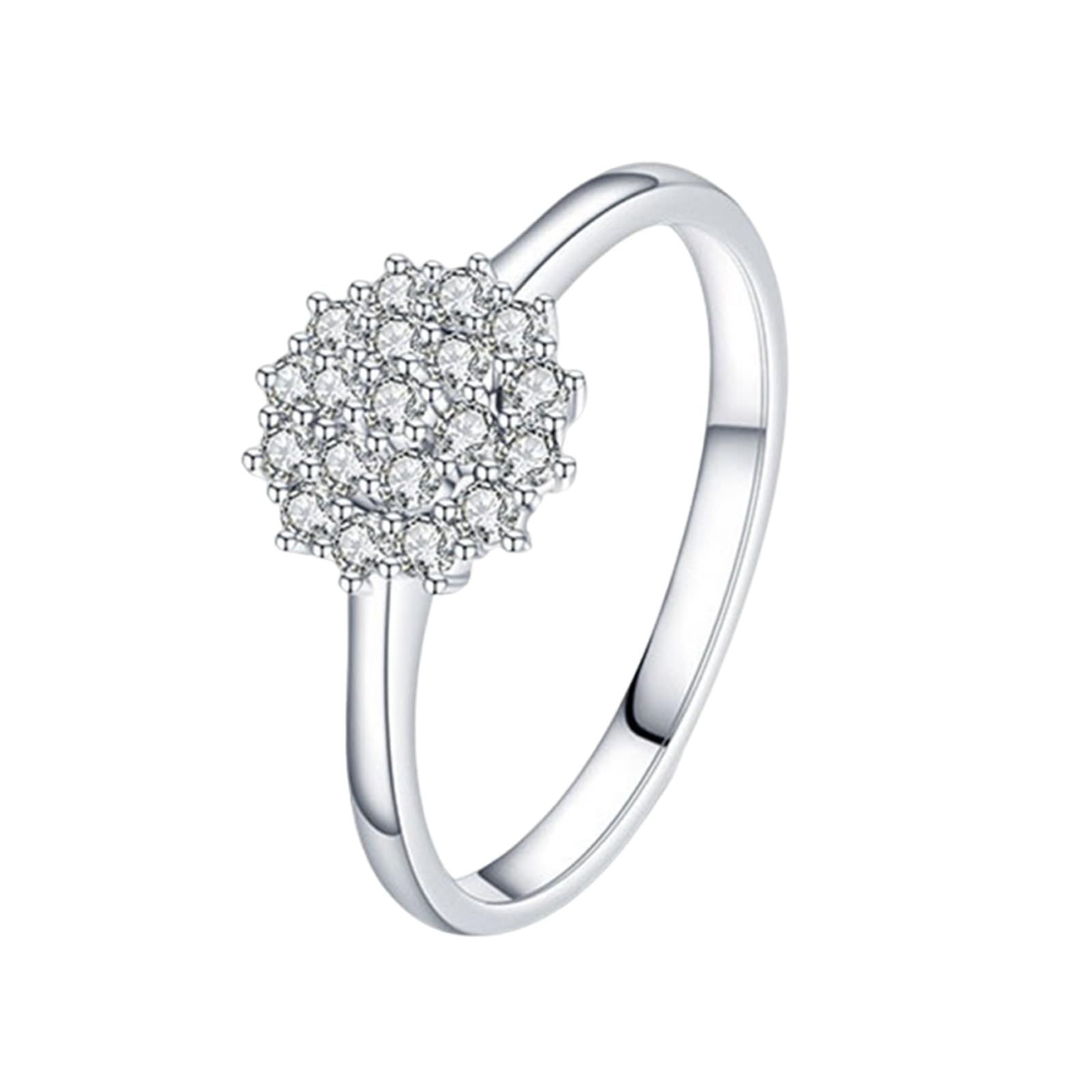 Anillo de oro blanco de 9 K/14 K, 9 x 9 mm, con incrustaciones de piedras