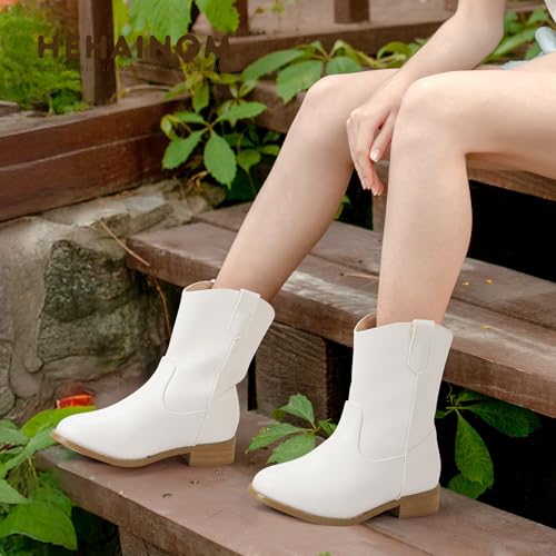 Hehainom Girls Cowgirl Cowboy Boots Short Calf Western Boots Toddler Little Big Kids Round Toe Riding Shoes Booties3