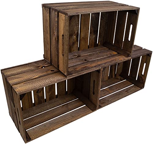 3er Set Neue dunkle stabile Obstkiste Palisander- Stiege, aus dem Alten Land +++ Natur 54x35x30 cm