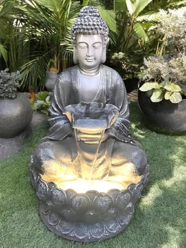 Image of Resin Buddha Statue Decorative Water Fountains for Outdoor Living Room, Office, Garden 4 Feet Large Buddha Fountain, Sitting Pose, Large Big Size (Design 5)