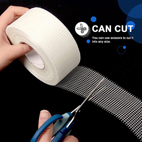 popokk Self-Adhesive Dry Wall Tape Fabric Fiberglass Adhesive Tape Drywall Repair Mesh Tape,2 Inch by 147.6 Feet for Wall Holes and Creak Damage,1 Roll - Thumbnail 3
