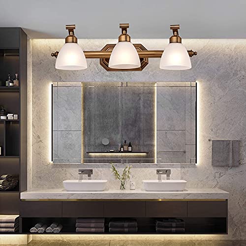 Applique murale dorée E14 design rétro chic pour miroir de salle de bain