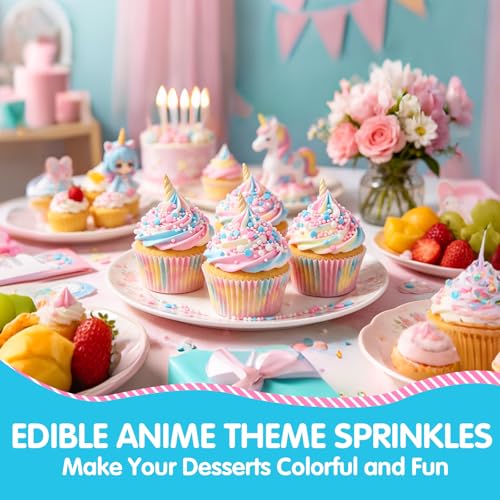 Image of Edible Pastel Sprinkles for Cake Decorating,Pink Blue White Round Confetti,Gender Reveal Sprinkle,Princess Sugar Sprinkle Circular Candy for Cake Baking,Cupcake Cookie Donut Desserts Decorations, Baby Shower Birthday Party Supplies | 130g Pink Blue White Circle Sugar for Baby Shower Baking,Princess Sprinkle,Cupcake Toppers,Birthday Party Dessert Decorations