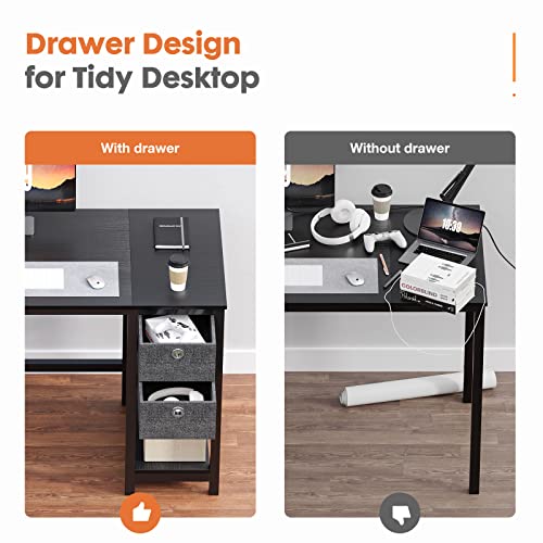 image for Sweetcrispy Computer Desk with Drawers 55 Inch Home Office Desk Writin