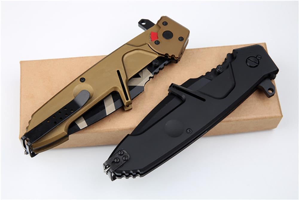 Outdoor Messer Survival Taschenmesser Robust Aus Stahl N690 Schwarz Alu Klappmesser Lang, Camping messer multitool, F2 Jagdmesser Scharfes Einhandmesser, ‌Allzweckmesser EDC Messer mit KnopfdruckLock