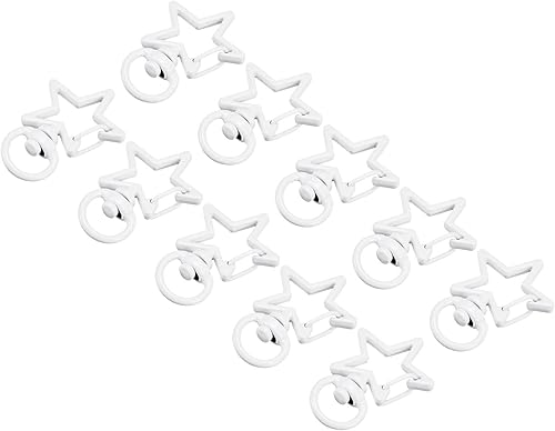 uxcell Cierre giratorio a presión, con forma de estrella, colorido cierre de mosquetón para llaveros, manualidades, blanco, 16 unidades