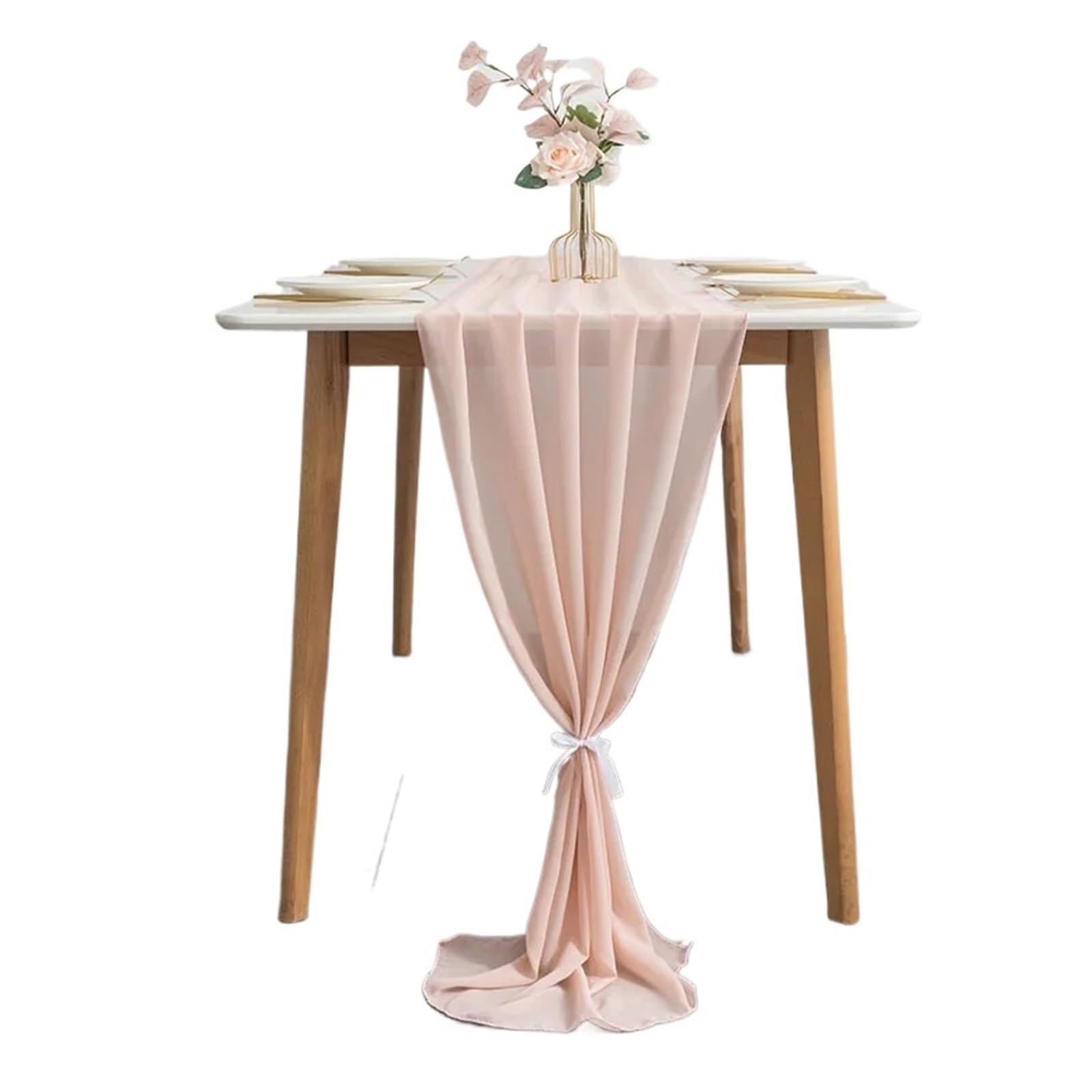 Chiffon Table Runner Chiffon Table Runner, Gauze Wedding Arch Chair Sashes ,for Party Festival Birthday Decor(Apricot,70x600cm)