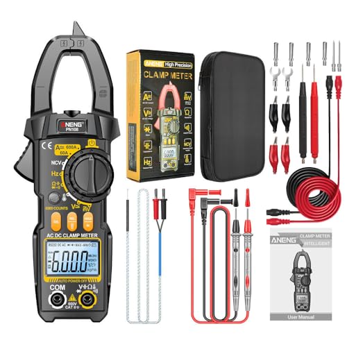 PN108 Pinza Amperimétrica Digital Multímetro Profesional con Pantalla LCD y Tester de Capacitancia - Negro miniatura 1