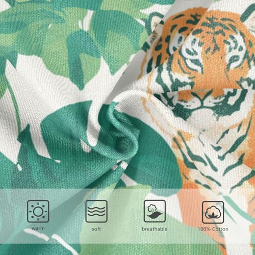 KLL Green Plants Orange Tiger Pattern Baby Boys Comfort Boxer Briefs Cute Children Panties3