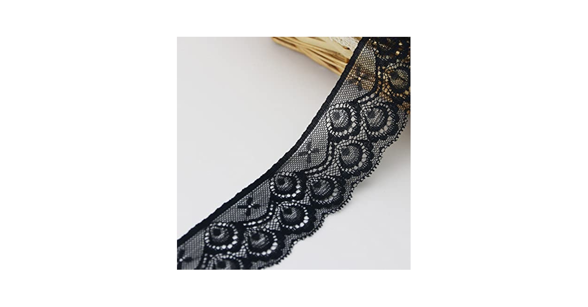 Black Lace Trim Ribbon, 5.46 Yards Stretch Lace Fabric with