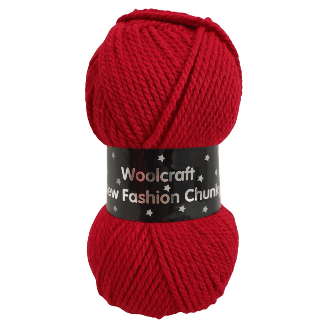 WoolCraft Fashion Chunky Knitting & Crochet Yarn, Great Value Yarn with 27 Colour Combinations in The Range, 100% Acrylic, 150 Metres, 100g Balls, Pack of 3, Wine