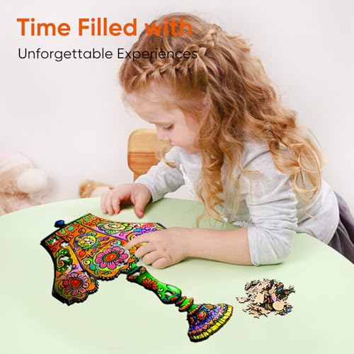 Qiuenisray Puzzles de Madera para Adultos 500 Piezas, Rompecabezas de Mesa con Lámpara, Puzzles de Forma Única, Creativo de Madera Irregular, Regalo para Adultos y Juego Familiar miniatura 3
