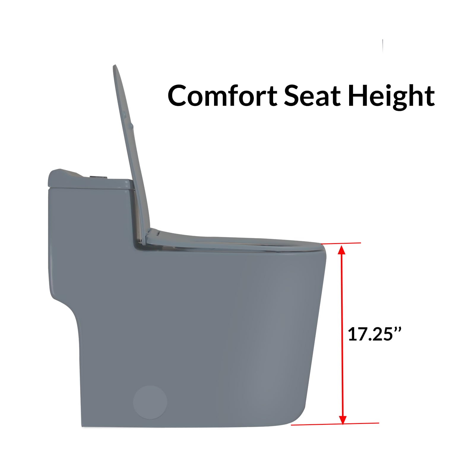 WinZo Comfort One Piece Toilet 17.25 inches Tall Elongated Bowl for Modern  Bathroom 12-inch Rough in,Matte Grey - Amazon.com