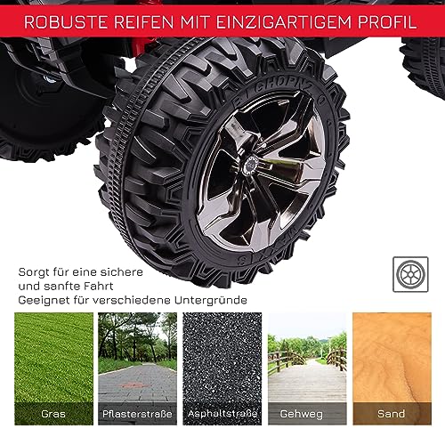 HOMCOM Elektro Quad für Kinder, 12V 10Ah Kinder Quad mit Vorwärts-, Rückwärtsfunktion, 2 Motor, USB-Anschluss, MP3-Musikplayer, Kinderfahrzeug mit Scheinwerfer 3-8 km/h, für 3-5 Jahre, Rot – Bild 6