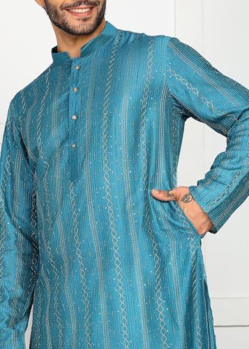 Image of Amazon Brand - Tavasya Men Maroon Self-Design Sequinned