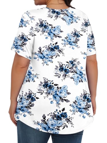Image of Tencede Womens Plus Size Tops Tunic Short Sleeve Crew Neck Shirts Casual Soft Blouse 1X-5X