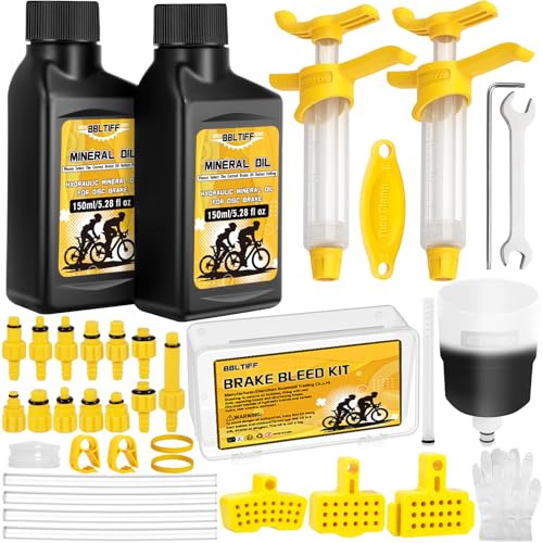 BBLTIFF 36 Piezas Kit Purgado Frenos para Shimano Gama de Frenos de Disco Hidráulicos, Kit Purgado Frenos de Disco Hidráulicos con 300 ML el Líquido de Frenos Mineral de Alto Rendimiento