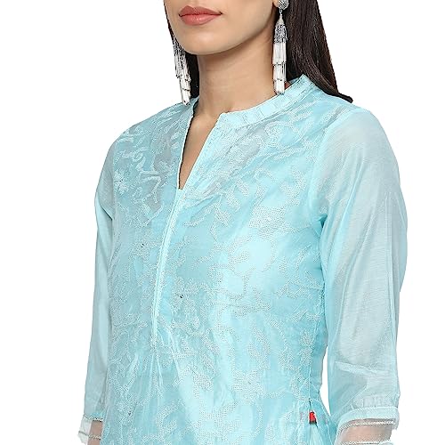 Image of BIBA Embroidered Poly Cotton Mandarin Women's Salwar Kurta Dupatta Set