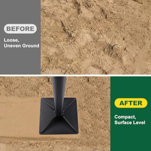 Image of TTamper Tool 8 inchx8 inch Heavy Duty Steel Hand Tamper for Leveling Soil, Gravel, Sand, Asphalt Compactor Tool for Landscaping, Paver, Driveway, and Blacktop Repair