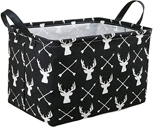 Image of KUNRO Rectangle Toy Bin Waterproof storage organizer for Nursery Hamper Home decor Closet Kids Bedroom Laundry Baby Gift Shelf Baskets(Deer)