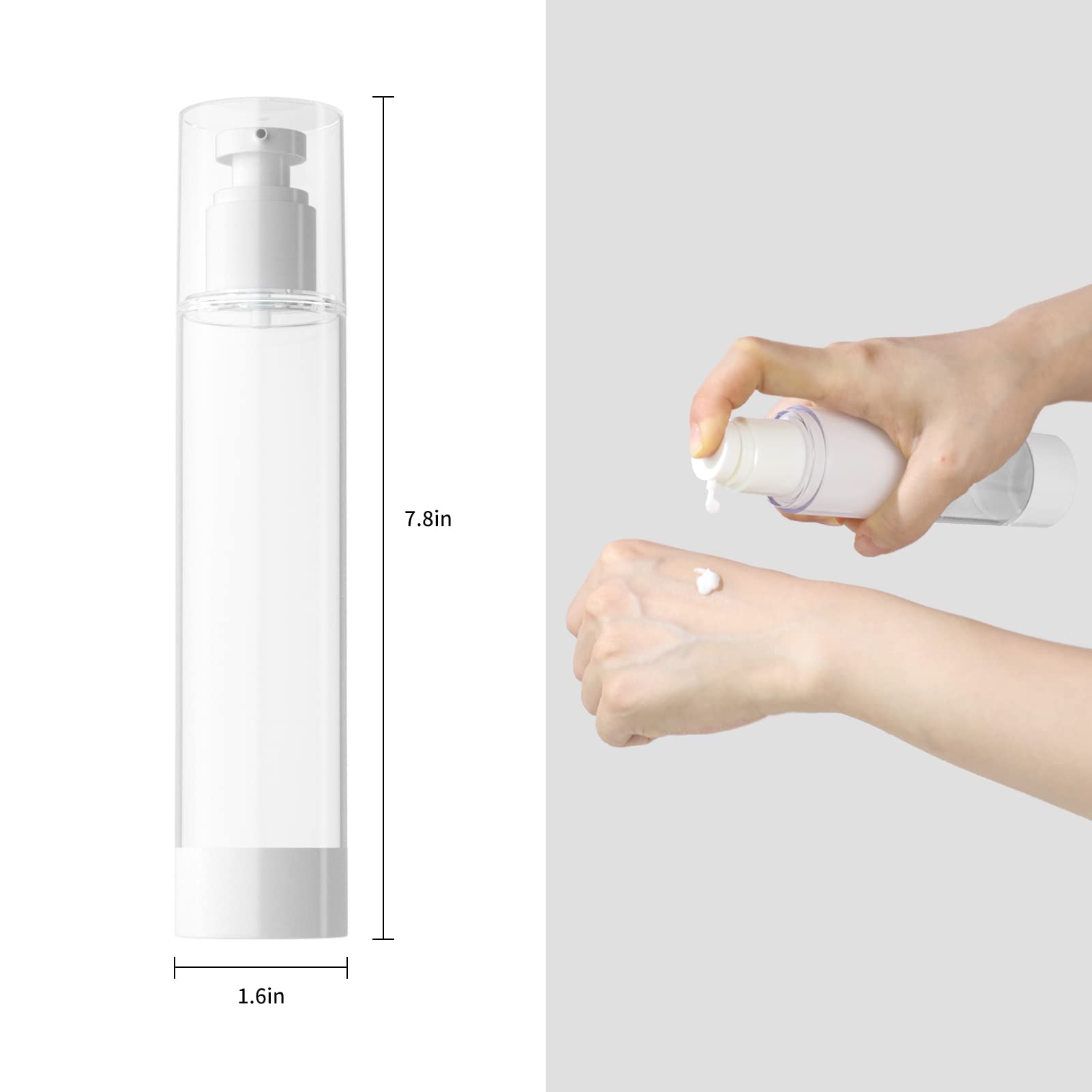 LONGWAY 113,4 g 120 ml trasparente Airless crema cosmetica bottiglia da viaggio formato dispenser contenitori ricaricabili/fondazione pompa da viaggio bottiglia per shampoo (confezione da 6)