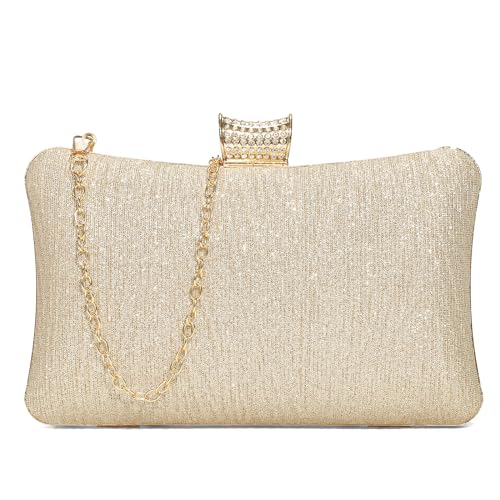 UBORSE Glitter Clutch Purse for Women,Sparkling Evening Bag with Detachable Chain,Formal Party Clutch Cocktail Prom Handbags