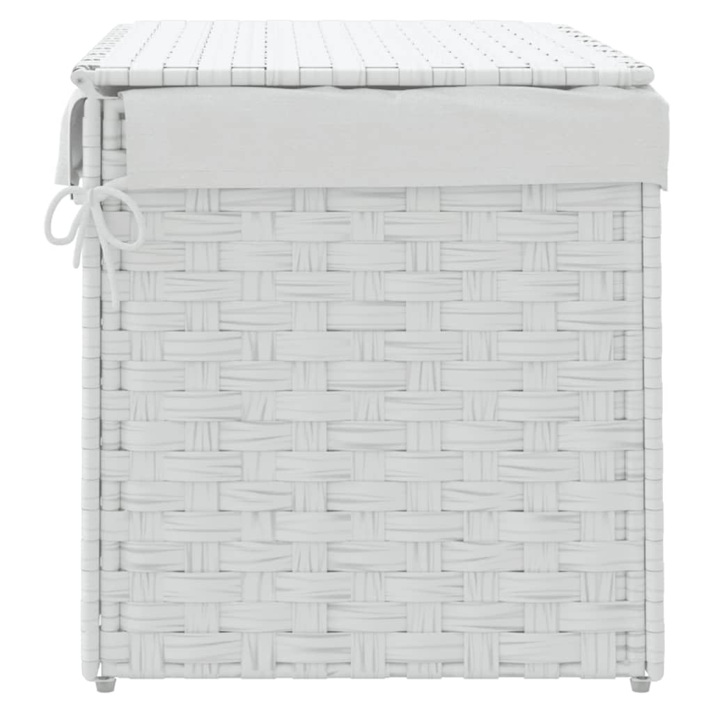 vidaXL Cesto Portabiancheria Coperchio Bianco 55,5x35x34 cm Polyrattan