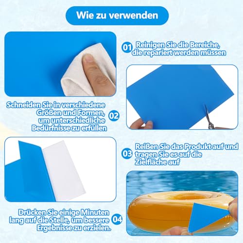 Qaziuy Selbstklebende Reparaturflicken Pool, 20 Stück Pool Reparaturset Unterwasser Klebeband Pool Flicken Klebeband Wasserbett Reparaturflicken Selbstklebend Flickset