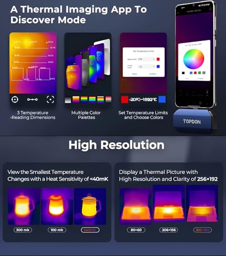 Image of XPR3SS TOPDON TC001 Thermal Imaging Camera for Android (Not for iOS), 256x192 IR (512x384 TISR), Infrared Thermal Imager, -20C~550C, Heat Detection Camera for Electrical, HVAC, Automotive Inspection