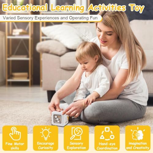 Image of Prime Deals Montessori Toys 6 in 1 Preschool Board & Sensory Busy Activity Cube Toys for Toddlers Early Learning Fine Motor Skills Development Educational Travel Toy Birthday Gifts (Fan).